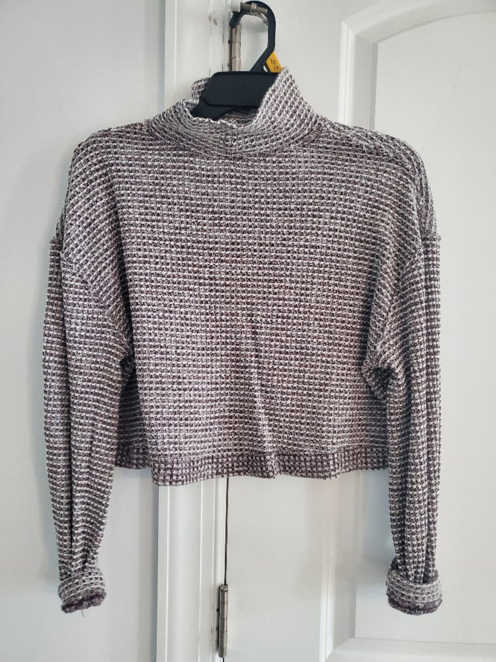 Free People Cropped heathered Mock Neck Sweater